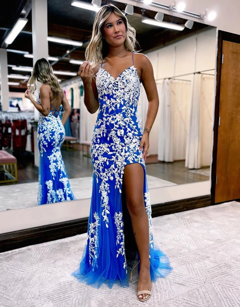 Wholesale Pretty Mermaid Corset Back Prom Dress With Appliques long prom dresses with sleeves